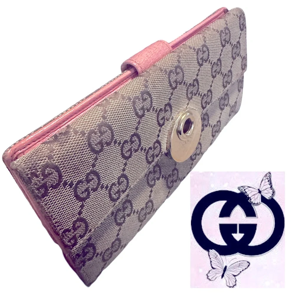 Ophidia leather wallet Gucci Pink Beige in Leather